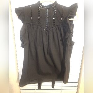 Express elegant Black Ruffled Women's Top